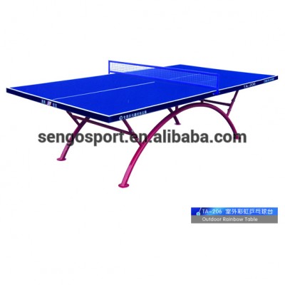 Cheap design blue color outdoor rainbow ping- pong table